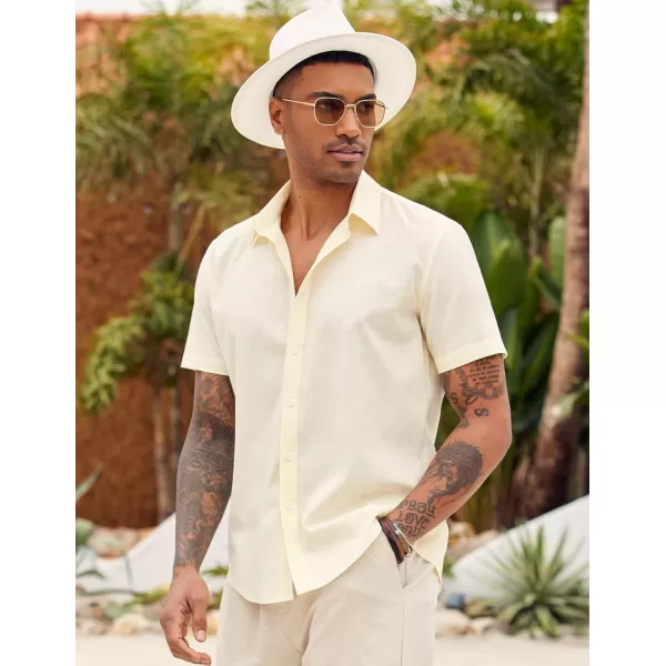 COOFANDY Men's Linen Casual Short Sleeve Shirts Button Down Summer Beach Shirt