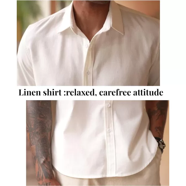 COOFANDY Men's Linen Casual Short Sleeve Shirts Button Down Summer Beach Shirt