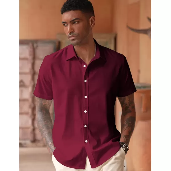 COOFANDY Men's Linen Casual Short Sleeve Shirts Button Down Summer Beach Shirt