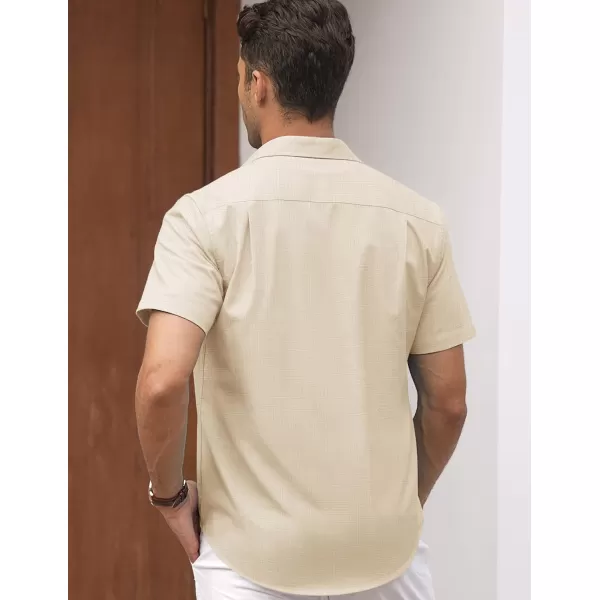 COOFANDY Men's Linen Casual Short Sleeve Shirts Button Down Summer Beach Shirt
