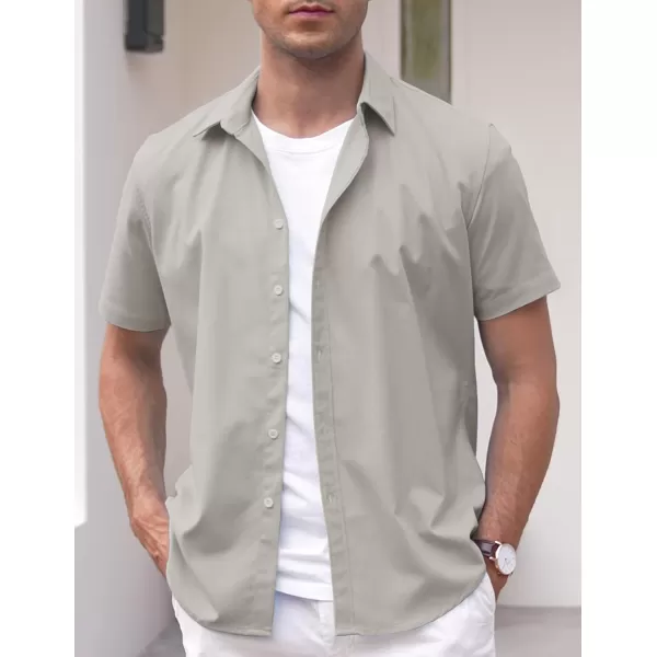 COOFANDY Men's Linen Casual Short Sleeve Shirts Button Down Summer Beach Shirt