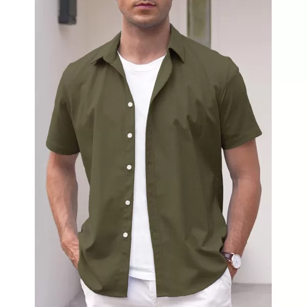 COOFANDY Men's Linen Casual Short Sleeve Shirts Button Down Summer Beach Shirt
