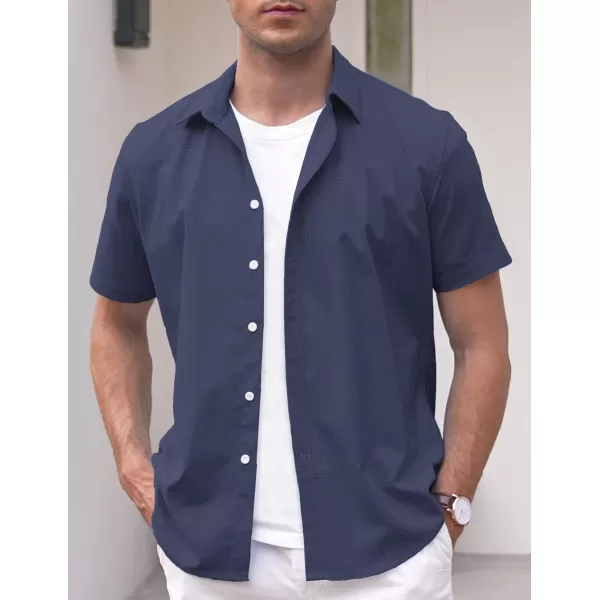 COOFANDY Men's Linen Casual Short Sleeve Shirts Button Down Summer Beach Shirt