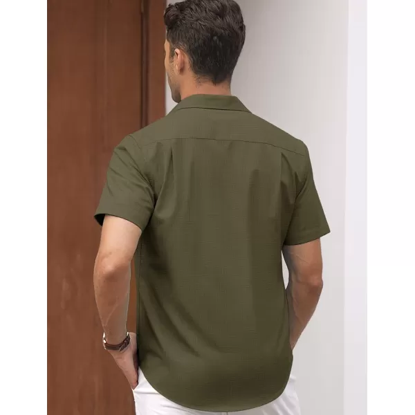 COOFANDY Men's Linen Casual Short Sleeve Shirts Button Down Summer Beach Shirt