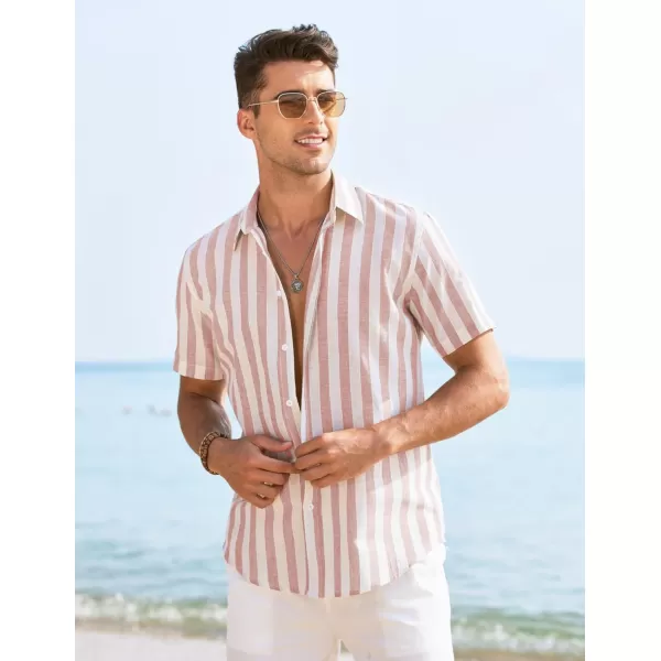 COOFANDY Men's Linen Casual Short Sleeve Shirts Button Down Summer Beach Shirt