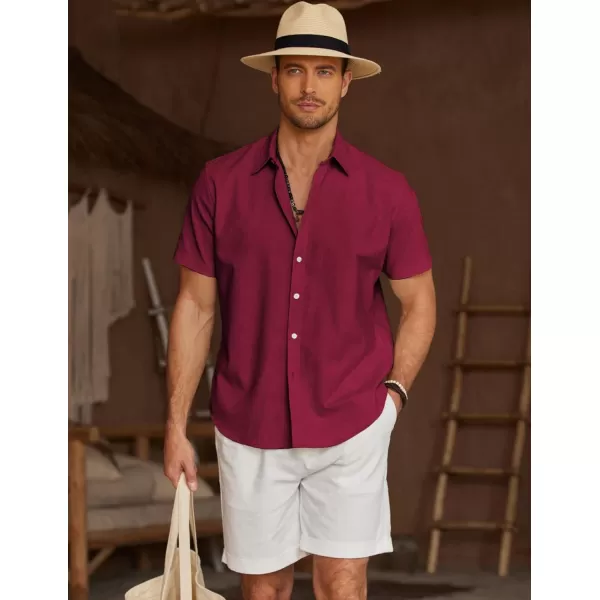 COOFANDY Men's Linen Casual Short Sleeve Shirts Button Down Summer Beach Shirt