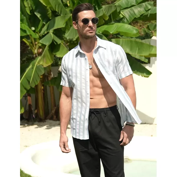 COOFANDY Men's Linen Casual Short Sleeve Shirts Button Down Summer Beach Shirt