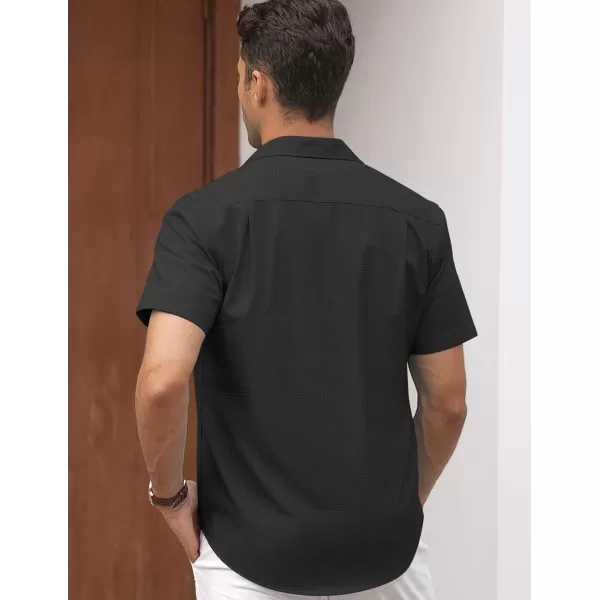 COOFANDY Men's Linen Casual Short Sleeve Shirts Button Down Summer Beach Shirt