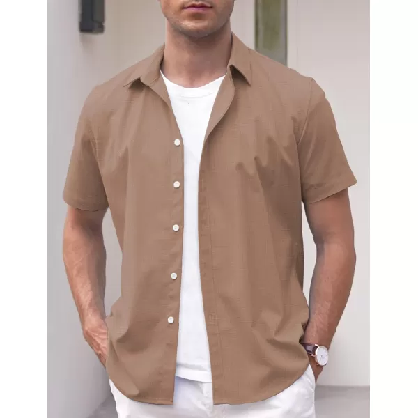 COOFANDY Men's Linen Casual Short Sleeve Shirts Button Down Summer Beach Shirt