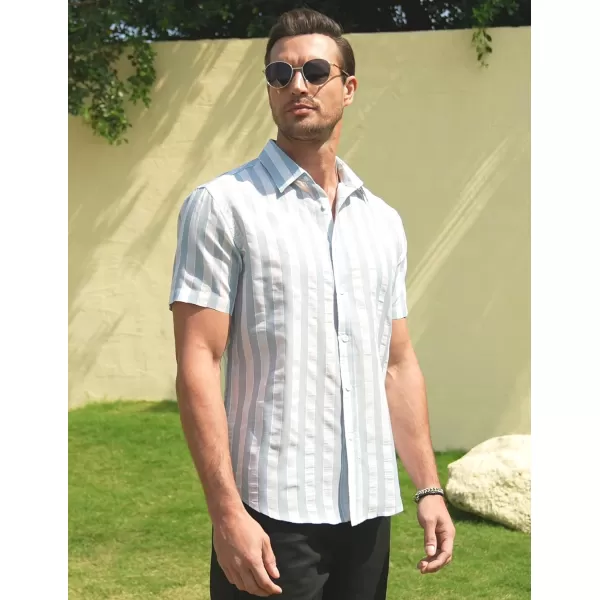 COOFANDY Men's Linen Casual Short Sleeve Shirts Button Down Summer Beach Shirt
