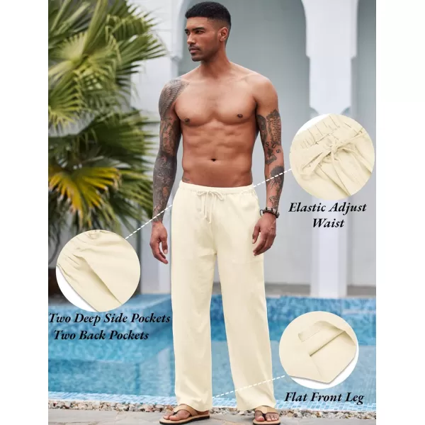 COOFANDY Mens Linen Drawstring Pants Elastic Waist Lightweight Trouser Casual Yoga Summer Beach Pant