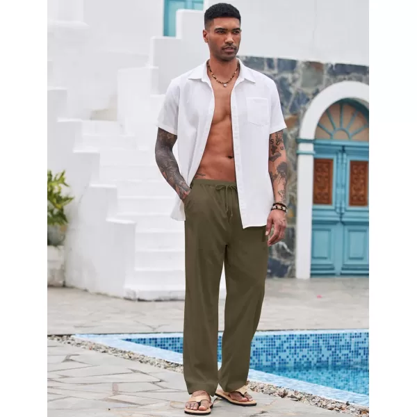 COOFANDY Mens Linen Drawstring Pants Elastic Waist Lightweight Trouser Casual Yoga Summer Beach Pant