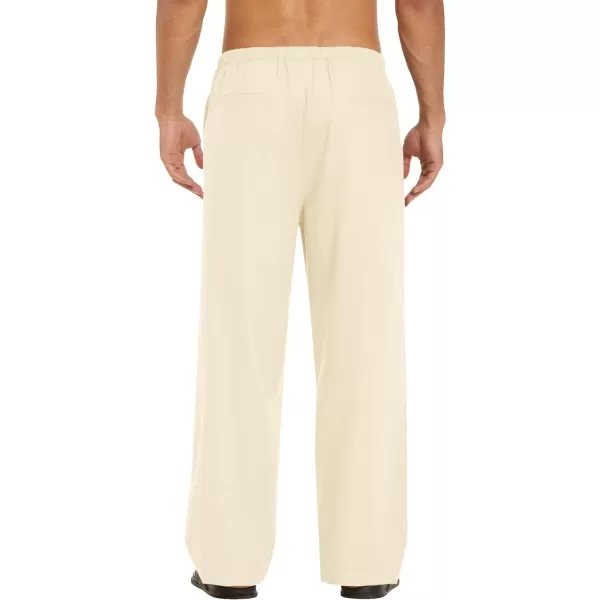 COOFANDY Mens Linen Drawstring Pants Elastic Waist Lightweight Trouser Casual Yoga Summer Beach Pant