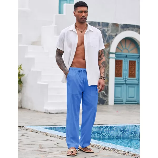 COOFANDY Mens Linen Drawstring Pants Elastic Waist Lightweight Trouser Casual Yoga Summer Beach Pant