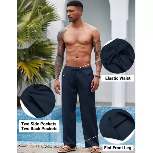 COOFANDY Mens Linen Drawstring Pants Elastic Waist Lightweight Trouser Casual Yoga Summer Beach Pant