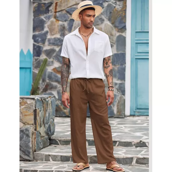 COOFANDY Mens Linen Drawstring Pants Elastic Waist Lightweight Trouser Casual Yoga Summer Beach Pant
