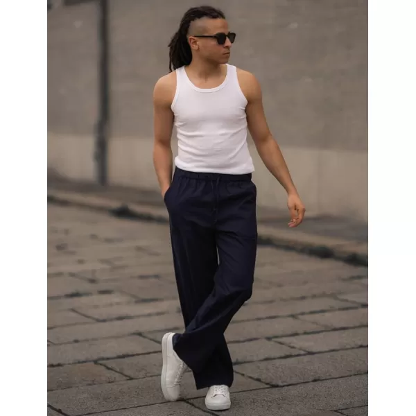 COOFANDY Mens Linen Drawstring Pants Elastic Waist Lightweight Trouser Casual Yoga Summer Beach Pant