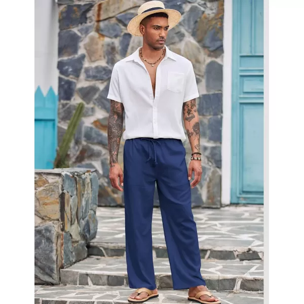 COOFANDY Mens Linen Drawstring Pants Elastic Waist Lightweight Trouser Casual Yoga Summer Beach Pant
