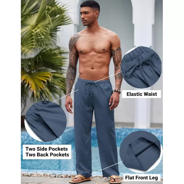 COOFANDY Mens Linen Drawstring Pants Elastic Waist Lightweight Trouser Casual Yoga Summer Beach Pant