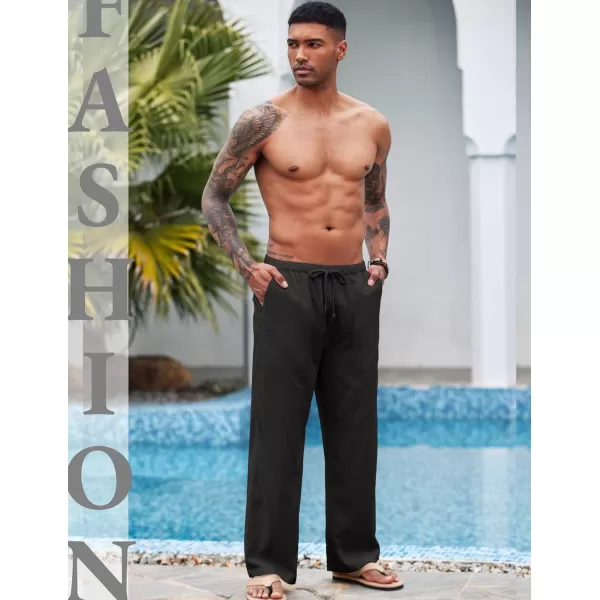 COOFANDY Mens Linen Drawstring Pants Elastic Waist Lightweight Trouser Casual Yoga Summer Beach Pant