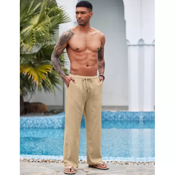 COOFANDY Mens Linen Drawstring Pants Elastic Waist Lightweight Trouser Casual Yoga Summer Beach Pant