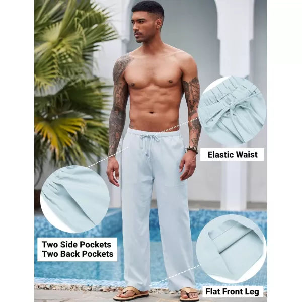 COOFANDY Mens Linen Drawstring Pants Elastic Waist Lightweight Trouser Casual Yoga Summer Beach Pant
