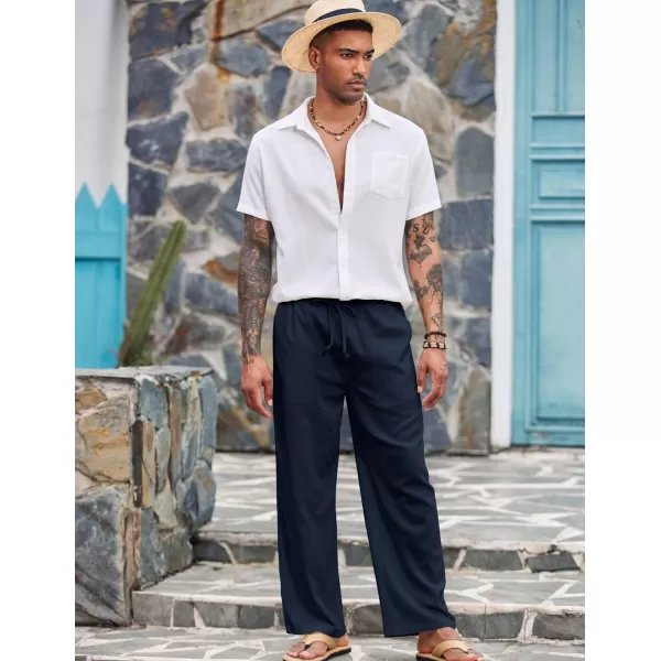 COOFANDY Mens Linen Drawstring Pants Elastic Waist Lightweight Trouser Casual Yoga Summer Beach Pant