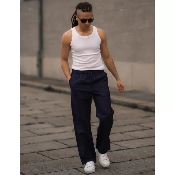 COOFANDY Mens Linen Drawstring Pants Elastic Waist Lightweight Trouser Casual Yoga Summer Beach Pant