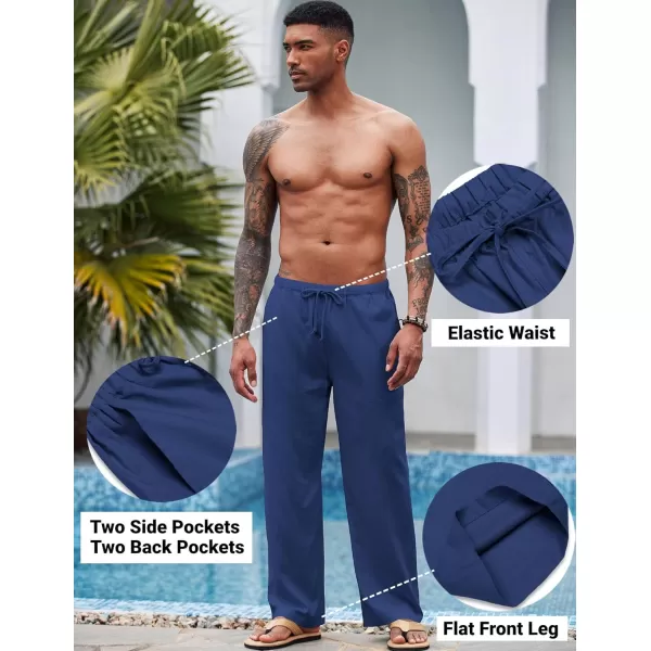 COOFANDY Mens Linen Drawstring Pants Elastic Waist Lightweight Trouser Casual Yoga Summer Beach Pant