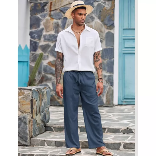 COOFANDY Mens Linen Drawstring Pants Elastic Waist Lightweight Trouser Casual Yoga Summer Beach Pant