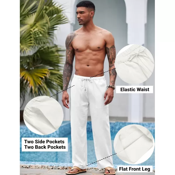 COOFANDY Mens Linen Drawstring Pants Elastic Waist Lightweight Trouser Casual Yoga Summer Beach Pant