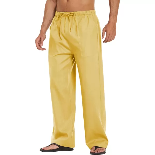 COOFANDY Mens Linen Drawstring Pants Elastic Waist Lightweight Trouser Casual Yoga Summer Beach Pant