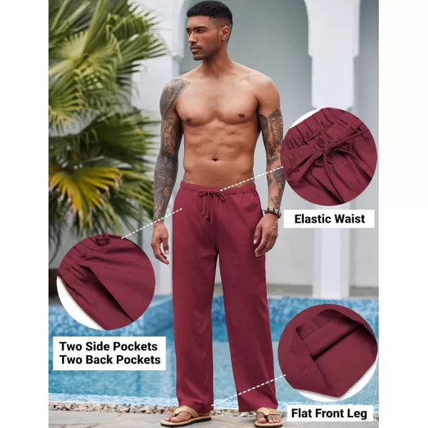 COOFANDY Mens Linen Drawstring Pants Elastic Waist Lightweight Trouser Casual Yoga Summer Beach Pant