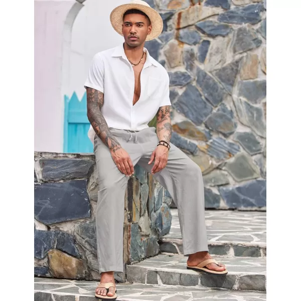 COOFANDY Mens Linen Drawstring Pants Elastic Waist Lightweight Trouser Casual Yoga Summer Beach Pant