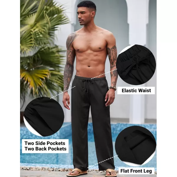 COOFANDY Mens Linen Drawstring Pants Elastic Waist Lightweight Trouser Casual Yoga Summer Beach Pant