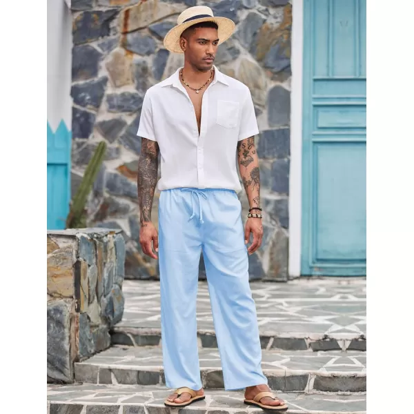 COOFANDY Mens Linen Drawstring Pants Elastic Waist Lightweight Trouser Casual Yoga Summer Beach Pant
