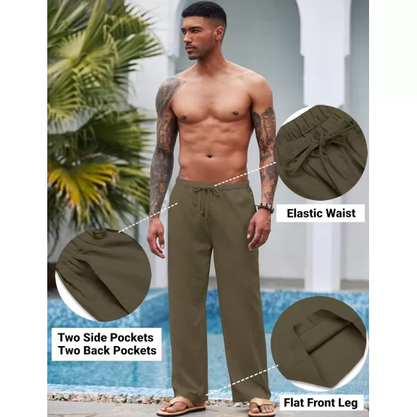 COOFANDY Mens Linen Drawstring Pants Elastic Waist Lightweight Trouser Casual Yoga Summer Beach Pant