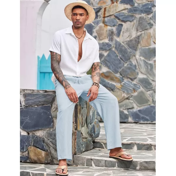 COOFANDY Mens Linen Drawstring Pants Elastic Waist Lightweight Trouser Casual Yoga Summer Beach Pant