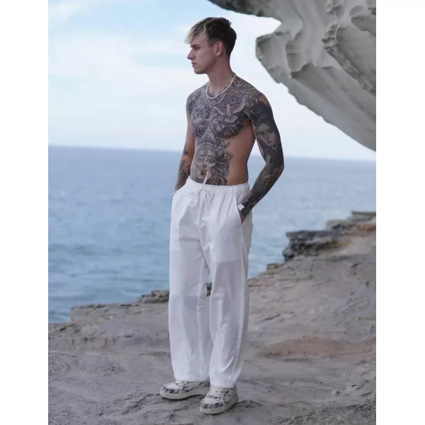 COOFANDY Mens Linen Drawstring Pants Elastic Waist Lightweight Trouser Casual Yoga Summer Beach Pant