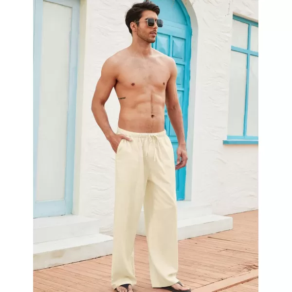 COOFANDY Mens Linen Drawstring Pants Elastic Waist Lightweight Trouser Casual Yoga Summer Beach Pant