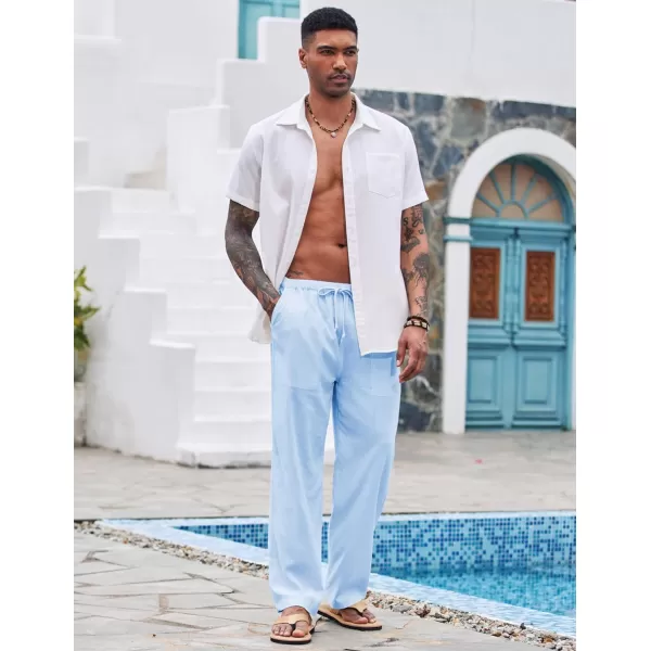 COOFANDY Mens Linen Drawstring Pants Elastic Waist Lightweight Trouser Casual Yoga Summer Beach Pant