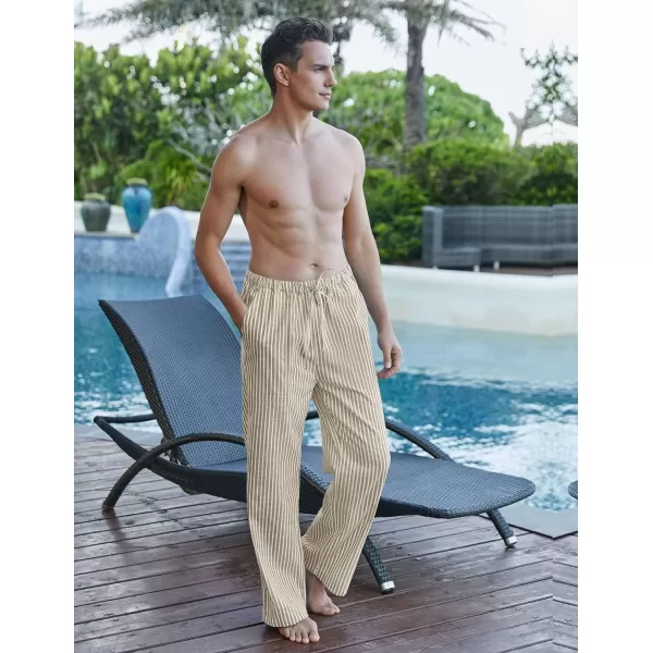 COOFANDY Mens Linen Drawstring Pants Elastic Waist Lightweight Trouser Casual Yoga Summer Beach Pant