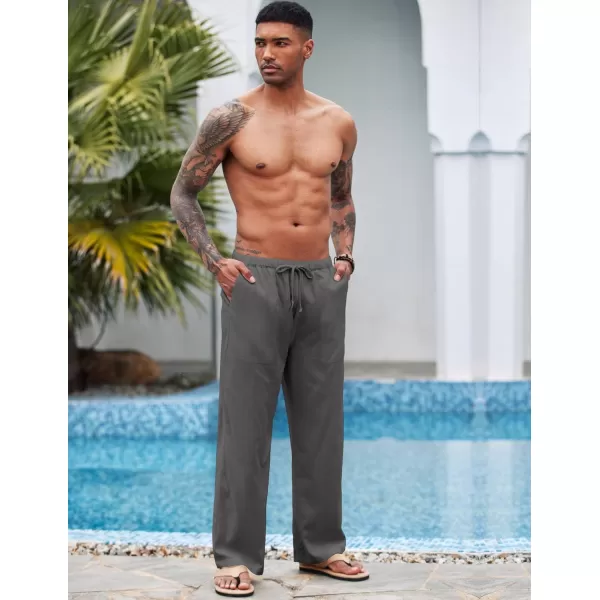 COOFANDY Mens Linen Drawstring Pants Elastic Waist Lightweight Trouser Casual Yoga Summer Beach Pant