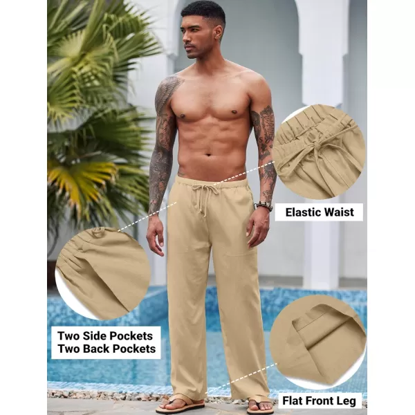 COOFANDY Mens Linen Drawstring Pants Elastic Waist Lightweight Trouser Casual Yoga Summer Beach Pant