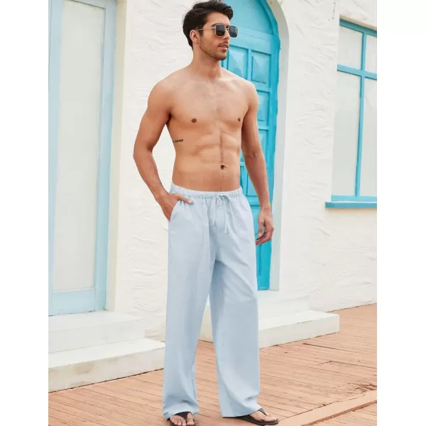 COOFANDY Mens Linen Drawstring Pants Elastic Waist Lightweight Trouser Casual Yoga Summer Beach Pant