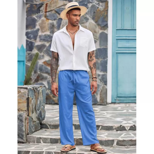 COOFANDY Mens Linen Drawstring Pants Elastic Waist Lightweight Trouser Casual Yoga Summer Beach Pant
