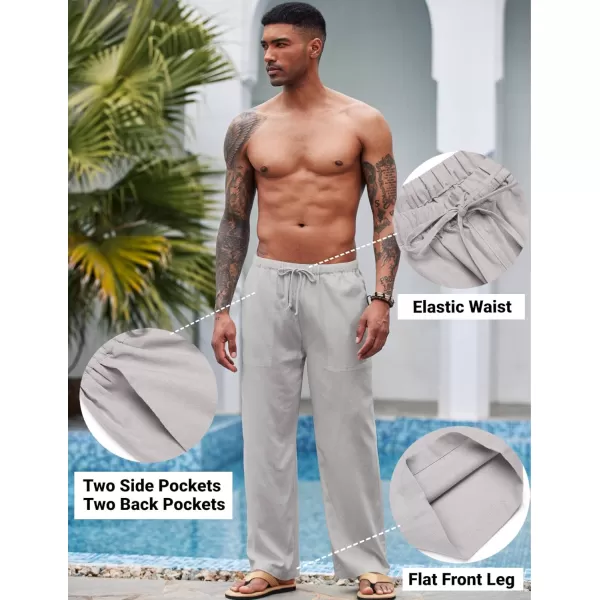 COOFANDY Mens Linen Drawstring Pants Elastic Waist Lightweight Trouser Casual Yoga Summer Beach Pant