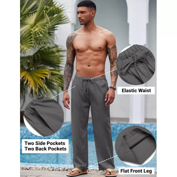 COOFANDY Mens Linen Drawstring Pants Elastic Waist Lightweight Trouser Casual Yoga Summer Beach Pant