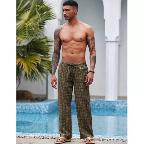 COOFANDY Mens Linen Drawstring Pants Elastic Waist Lightweight Trouser Casual Yoga Summer Beach Pant