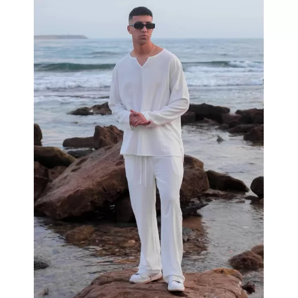 COOFANDY Mens Linen Drawstring Pants Elastic Waist Lightweight Trouser Casual Yoga Summer Beach Pant